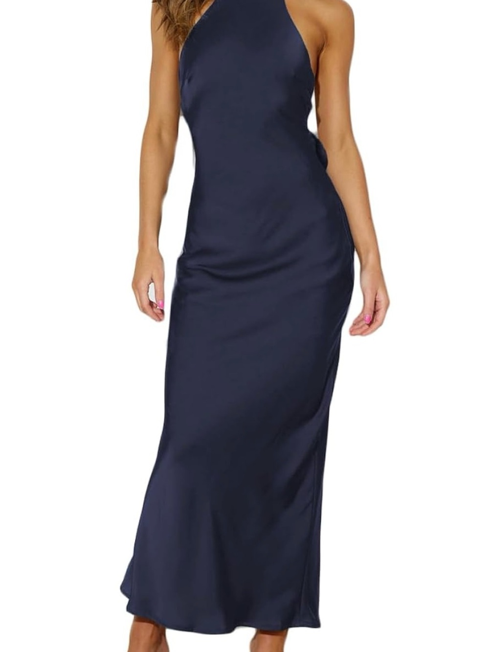Navy One-Shoulder Maxi Dress - Sleek Evening Gown
